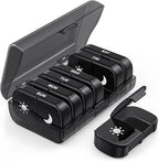 Extra Large Weekly Pill Organizer 2 Times a Day, One-Side Open Pill Box 7 Day for Easy Filling, Black Privacy Protection AM PM Pill Case for Vitamins, Medication, Supplements, Fish Oils Black