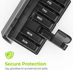 Extra Large Weekly Pill Organizer 2 Times a Day, One-Side Open Pill Box 7 Day for Easy Filling, Black Privacy Protection AM PM Pill Case for Vitamins, Medication, Supplements, Fish Oils Black